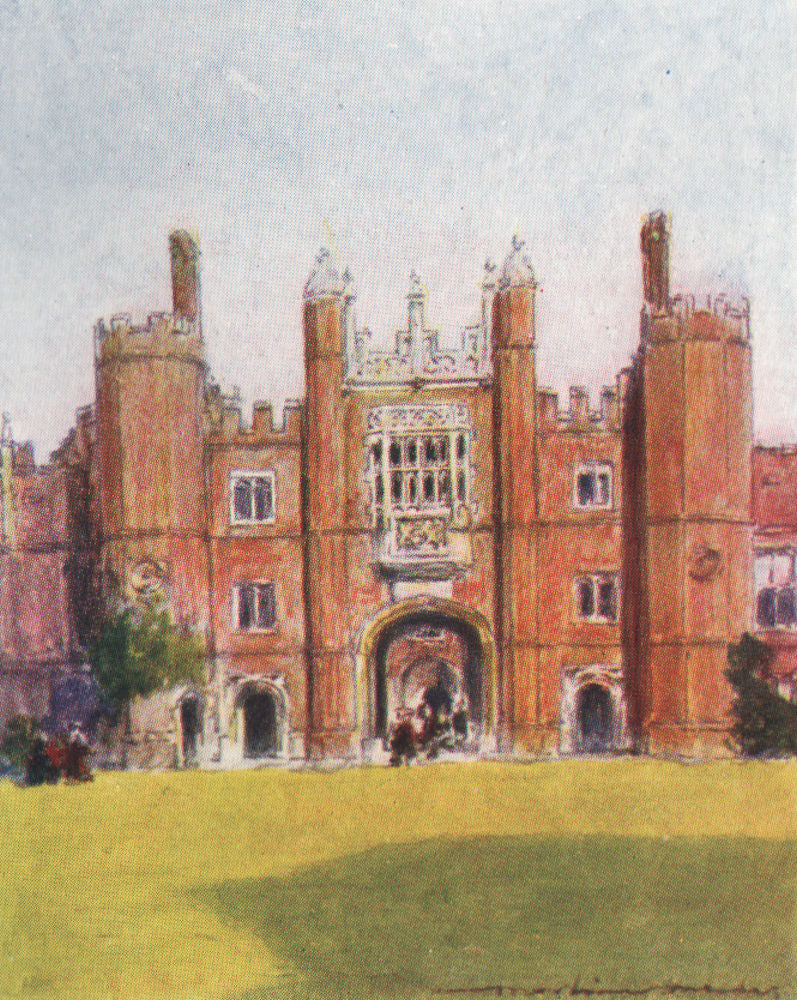 'Hampton Court' by Mortimer Menpes. London. SMALL 1906 old antique print